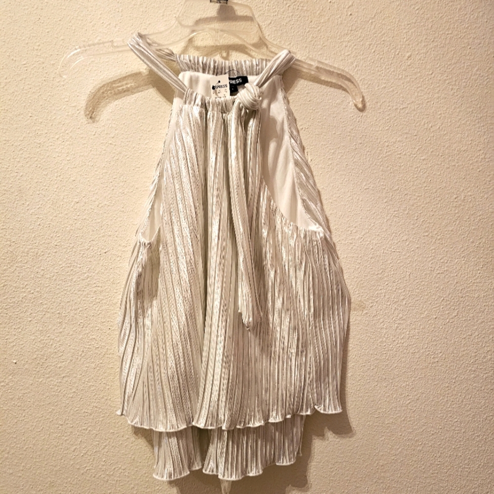 NEW! Express Silver Halter Flowy Top - small